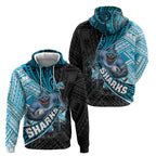 Cronulla Sutherland Sharks Rugby Hoodie Tribal Polynesian Power Art - Lightning Mascot