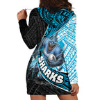 Cronulla Sutherland Sharks Rugby Hoodie Dress Tribal Polynesian Power Art - Lightning Mascot