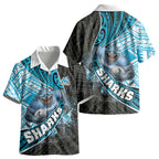 Cronulla Sutherland Sharks Rugby Kid Hawaiian Shirt Tribal Polynesian Power Art - Lightning Mascot