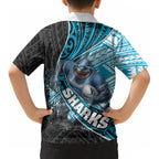 Cronulla Sutherland Sharks Rugby Kid Hawaiian Shirt Tribal Polynesian Power Art - Lightning Mascot
