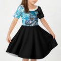 Cronulla Sutherland Sharks Rugby Kid Short Sleeve Dress Tribal Polynesian Power Art - Lightning Mascot