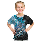 Cronulla Sutherland Sharks Rugby Kid T Shirt Tribal Polynesian Power Art - Lightning Mascot