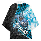 Cronulla Sutherland Sharks Rugby Kimono Tribal Polynesian Power Art - Lightning Mascot