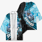 Cronulla Sutherland Sharks Rugby Kimono Tribal Polynesian Power Art - Lightning Mascot