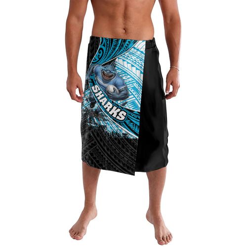Cronulla Sutherland Sharks Rugby Lavalava Tribal Polynesian Power Art - Lightning Mascot