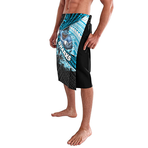 Cronulla Sutherland Sharks Rugby Lavalava Tribal Polynesian Power Art - Lightning Mascot