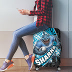 Cronulla Sutherland Sharks Rugby Luggage Cover Tribal Polynesian Power Art - Lightning Mascot