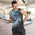 Cronulla Sutherland Sharks Rugby Men Tank Top Tribal Polynesian Power Art - Lightning Mascot