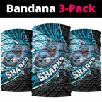 Cronulla Sutherland Sharks Rugby Neck Gaiter Tribal Polynesian Power Art - Lightning Mascot