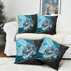 Cronulla Sutherland Sharks Rugby Pillow Cover Tribal Polynesian Power Art - Lightning Mascot