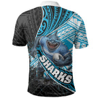 Cronulla Sutherland Sharks Rugby Polo Shirt Tribal Polynesian Power Art - Lightning Mascot