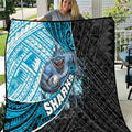 Cronulla Sutherland Sharks Rugby Quilt Tribal Polynesian Power Art - Lightning Mascot