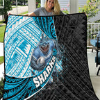 Cronulla Sutherland Sharks Rugby Quilt Tribal Polynesian Power Art - Lightning Mascot