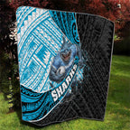 Cronulla Sutherland Sharks Rugby Quilt Tribal Polynesian Power Art - Lightning Mascot