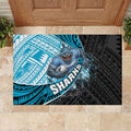 Cronulla Sutherland Sharks Rugby Rubber Doormat Tribal Polynesian Power Art - Lightning Mascot
