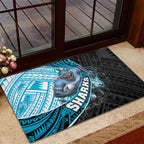 Cronulla Sutherland Sharks Rugby Rubber Doormat Tribal Polynesian Power Art - Lightning Mascot