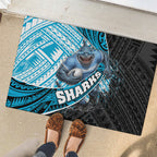 Cronulla Sutherland Sharks Rugby Rubber Doormat Tribal Polynesian Power Art - Lightning Mascot
