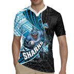 Cronulla Sutherland Sharks Rugby Rugby Jersey Tribal Polynesian Power Art - Lightning Mascot