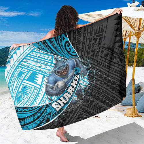 Cronulla Sutherland Sharks Rugby Sarong Tribal Polynesian Power Art - Lightning Mascot