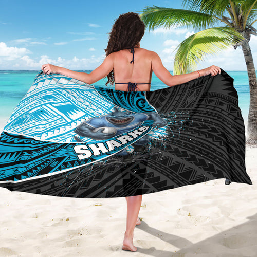 Cronulla Sutherland Sharks Rugby Sarong Tribal Polynesian Power Art - Lightning Mascot