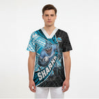 Cronulla Sutherland Sharks Rugby Scrub Top Tribal Polynesian Power Art - Lightning Mascot