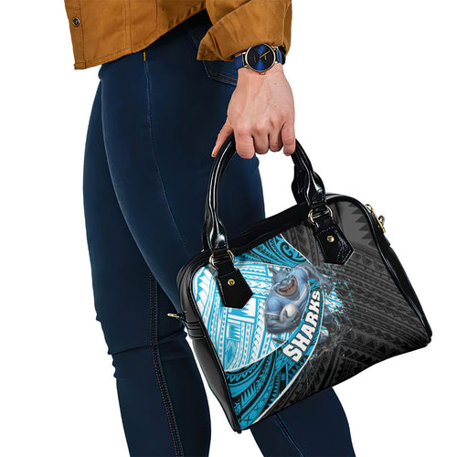 Cronulla Sutherland Sharks Rugby Shoulder Handbag Tribal Polynesian Power Art - Lightning Mascot