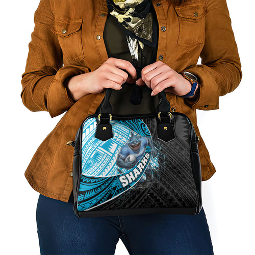 Cronulla Sutherland Sharks Rugby Shoulder Handbag Tribal Polynesian Power Art - Lightning Mascot