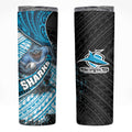 Cronulla Sutherland Sharks Rugby Skinny Tumbler Tribal Polynesian Power Art - Lightning Mascot