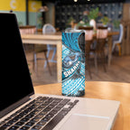 Cronulla Sutherland Sharks Rugby Skinny Tumbler Tribal Polynesian Power Art - Lightning Mascot