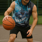 Cronulla Sutherland Sharks Rugby Sleeveless Hoodie Tribal Polynesian Power Art - Lightning Mascot