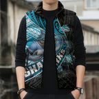 Cronulla Sutherland Sharks Rugby Sleeveless Puffer Jacket Tribal Polynesian Power Art - Lightning Mascot