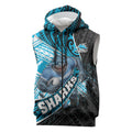 Cronulla Sutherland Sharks Rugby Sleeveless Zip Hoodie Tribal Polynesian Power Art - Lightning Mascot