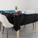 Cronulla Sutherland Sharks Rugby Tablecloth Tribal Polynesian Power Art - Lightning Mascot