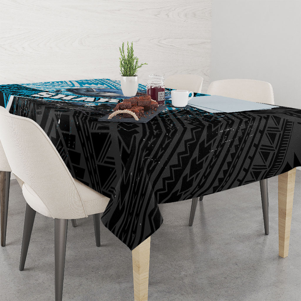 Cronulla Sutherland Sharks Rugby Tablecloth Tribal Polynesian Power Art - Lightning Mascot