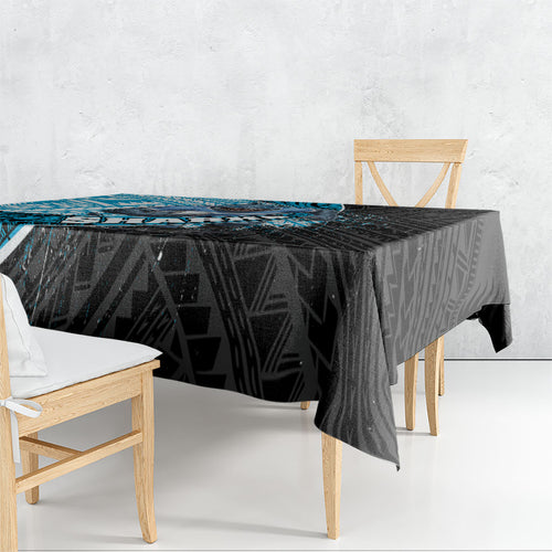 Cronulla Sutherland Sharks Rugby Tablecloth Tribal Polynesian Power Art - Lightning Mascot