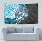 Cronulla Sutherland Sharks Rugby Tapestry Tribal Polynesian Power Art - Lightning Mascot