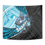 Cronulla Sutherland Sharks Rugby Tapestry Tribal Polynesian Power Art - Lightning Mascot