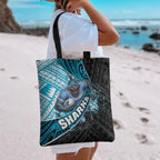 Cronulla Sutherland Sharks Rugby Tote Bag Tribal Polynesian Power Art - Lightning Mascot