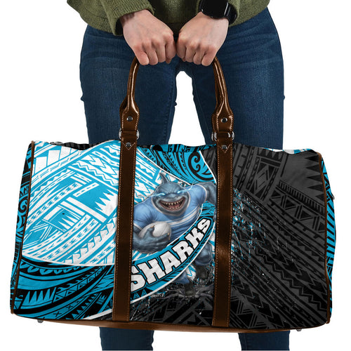 Cronulla Sutherland Sharks Rugby Travel Bag Tribal Polynesian Power Art - Lightning Mascot