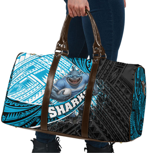 Cronulla Sutherland Sharks Rugby Travel Bag Tribal Polynesian Power Art - Lightning Mascot
