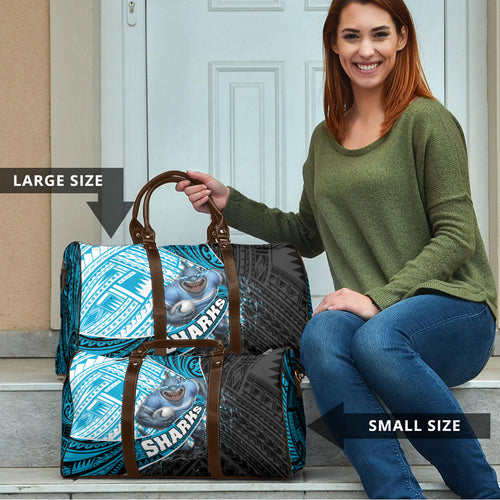 Cronulla Sutherland Sharks Rugby Travel Bag Tribal Polynesian Power Art - Lightning Mascot