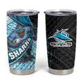 Cronulla Sutherland Sharks Rugby Tumbler Cup Tribal Polynesian Power Art - Lightning Mascot