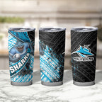 Cronulla Sutherland Sharks Rugby Tumbler Cup Tribal Polynesian Power Art - Lightning Mascot