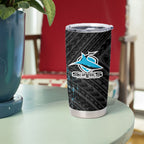 Cronulla Sutherland Sharks Rugby Tumbler Cup Tribal Polynesian Power Art - Lightning Mascot