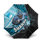 Cronulla Sutherland Sharks Rugby Umbrella Tribal Polynesian Power Art - Lightning Mascot
