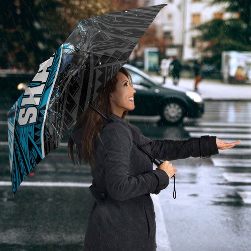 Cronulla Sutherland Sharks Rugby Umbrella Tribal Polynesian Power Art - Lightning Mascot