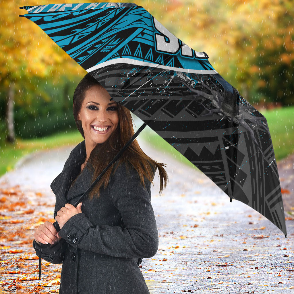 Cronulla Sutherland Sharks Rugby Umbrella Tribal Polynesian Power Art - Lightning Mascot