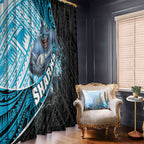 Cronulla Sutherland Sharks Rugby Window Curtain Tribal Polynesian Power Art - Lightning Mascot