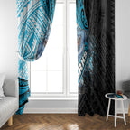 Cronulla Sutherland Sharks Rugby Window Curtain Tribal Polynesian Power Art - Lightning Mascot