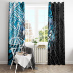 Cronulla Sutherland Sharks Rugby Window Curtain Tribal Polynesian Power Art - Lightning Mascot